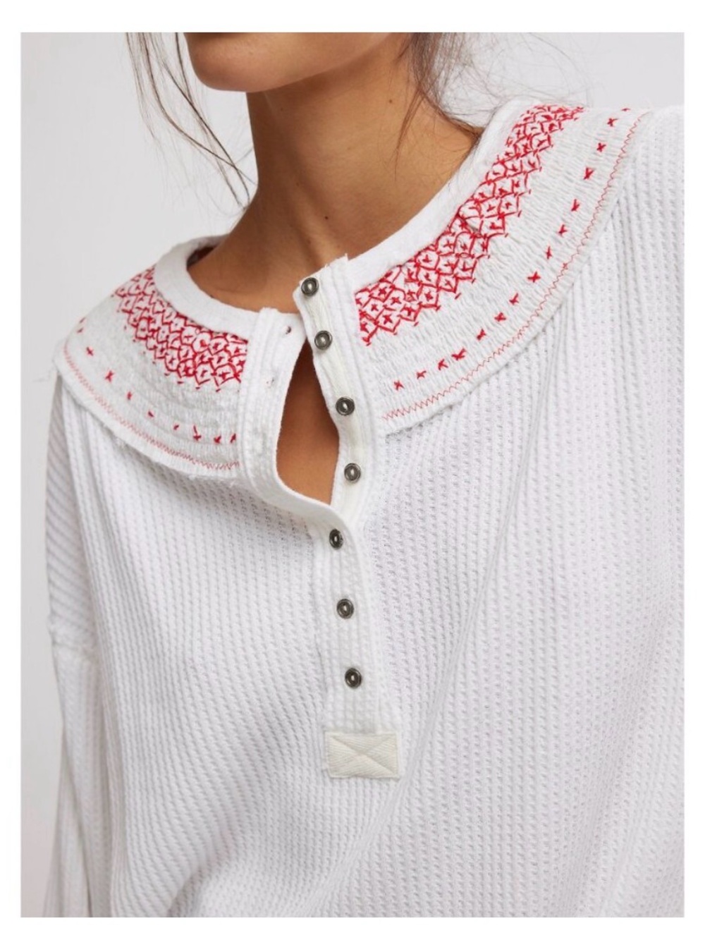 Free People/We the Free Holly Embroidered Henley